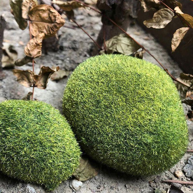 Elegant Moss Ball Artificial Grass Turf For Lasting Micro Landscape Decoration