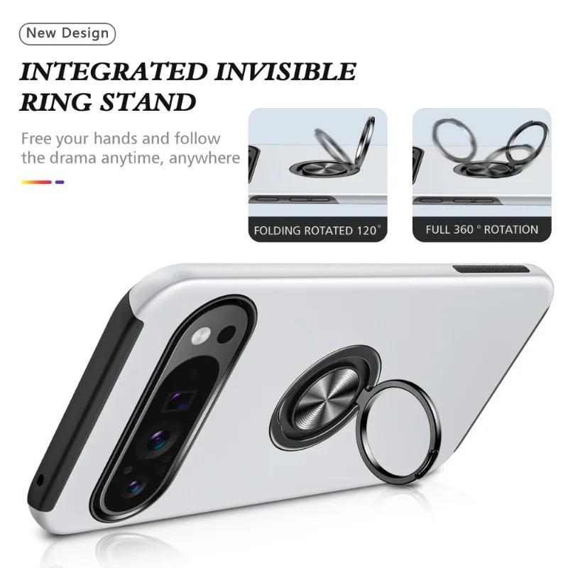 Magnetic Ring Holder Phone Case for Google Pixel 10 9 8 7 Pro XL 9A 8A 7A 6A WIth Kickstand Plastic Hard Shell Shockproof Cover