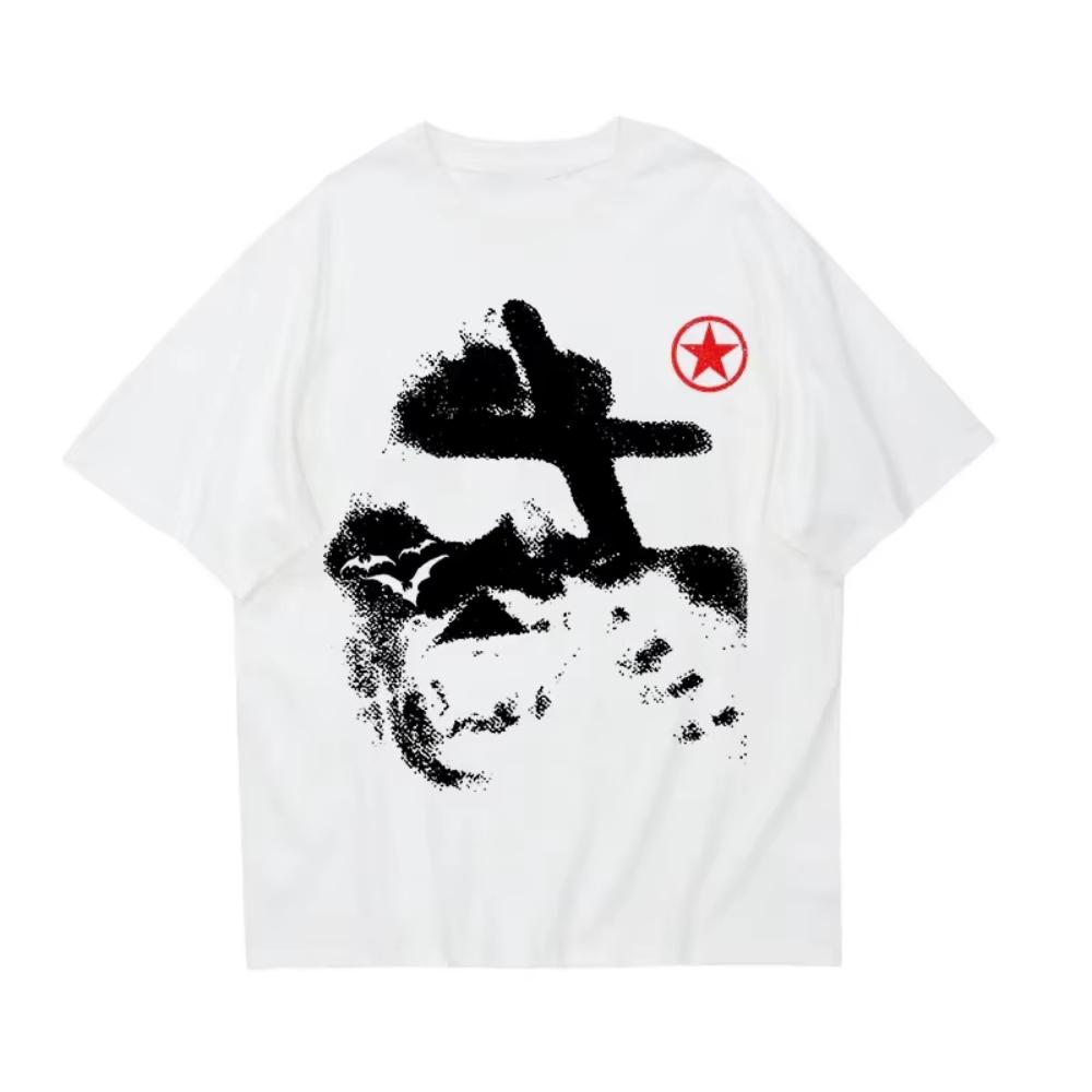 Hip Hop Oversized Top Rock Punk Streetwear Short Sleeve Tshirt Retro Goth Y2k Cotton Tshirt Harajuku Streetwear