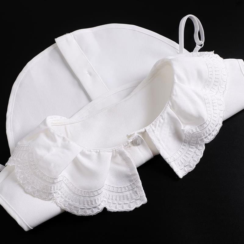 Perfect Match Embroidery Fake Collar Women Lace Detachable Lapel Collar Shirt Top Tie White Ruffles False Collar Woman Removable False Blouse