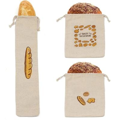 Bolsas de Pan de Lino Reutilizables con Cordón Grandes Lavables Almacenamiento Accesorios para Alimentos Hogar Sin Blanquear Organizador de Cocina