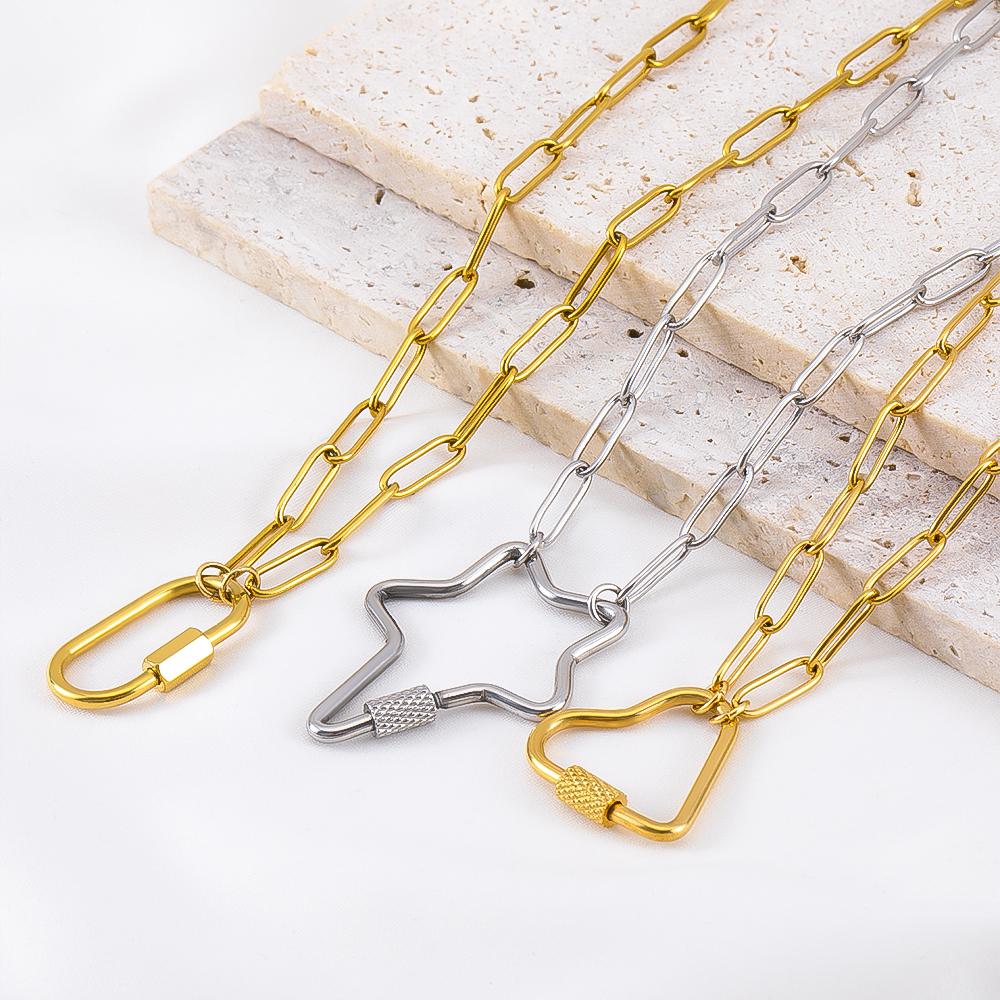 2 Stück 1 Stück Stern Herz Rahmen Anhänger Verbinder Edelstahl Halskette Kette Verstellbare Verlängerungskette Karabinerverschluss DIY Schmuckherstellung