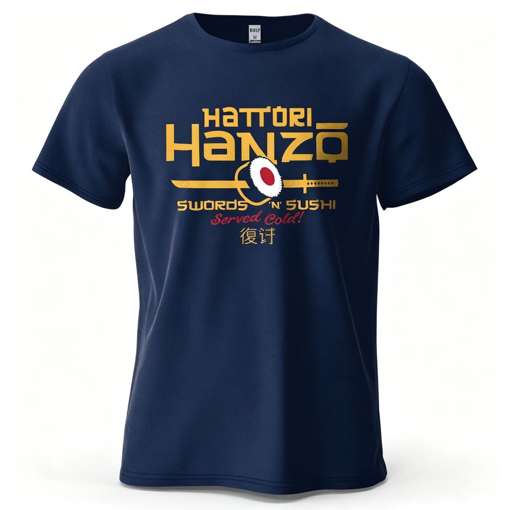 Unisex Unisex Hattori Hanzo Tshirt Swords And Sushi Movie Graphic Tee Casual Japanese Retro Short Sleeve Cotton Streetwear Tshirt