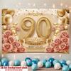 90. Geburtstag Banner, Polyester Hintergrund Dekoration für Haus, Zimmerwand und Foto Requisiten
