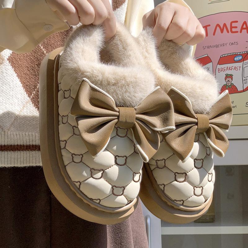 Women Snow Boots for Cute Butterfly Fluffy Botas Autumn Print Bear Thick Bottom Platform Boots Outdoor Comfort Warm Cottom Shoes