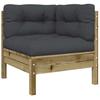 vidaXL Gartensofa mit Kissen und Hocker 3-Sitzer
