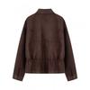 2026 Womens Vintage Suede Jacket Slim Fit Streetwear Zip Up Outerwear