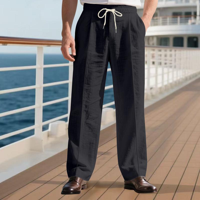 Autumn Loose-Fit Breathable Linen Casual Men's Minimalist Trendy Relaxed Beach Trousers