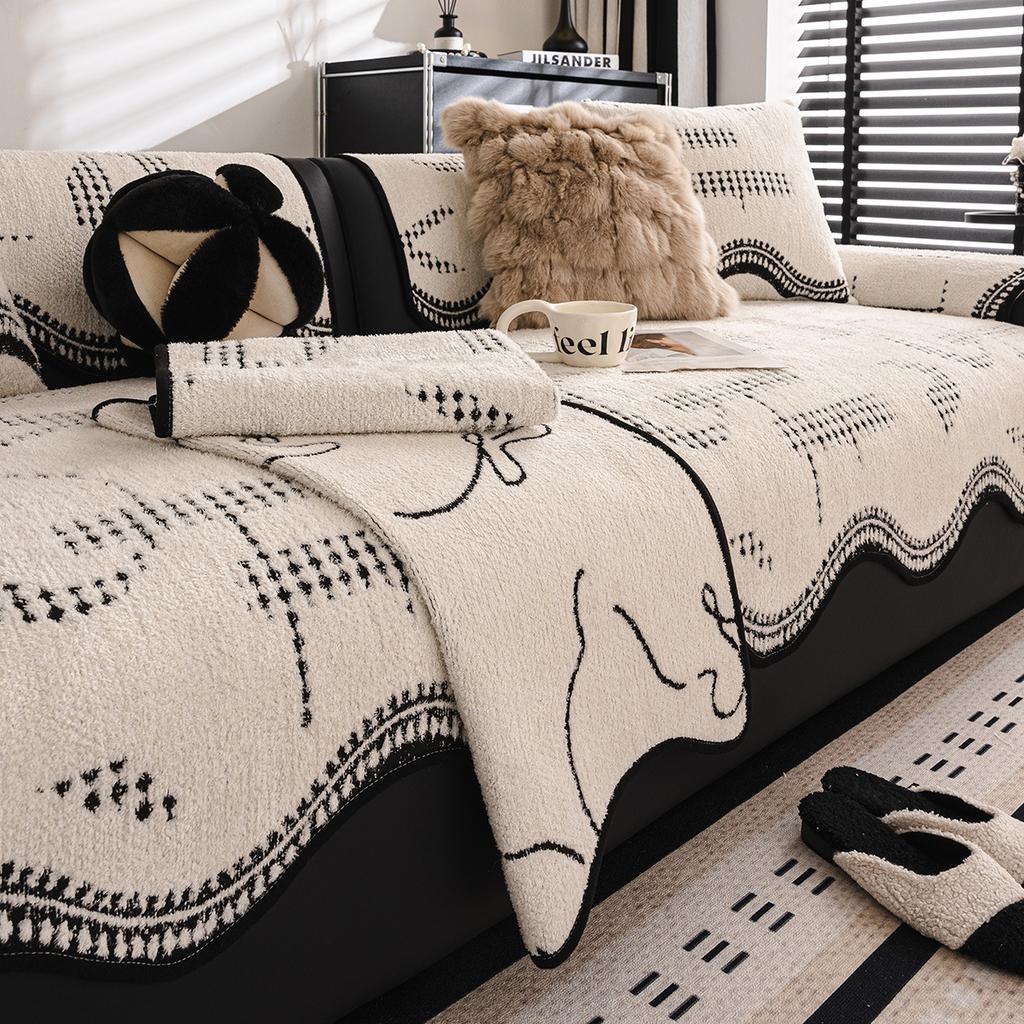 French Special-Shaped Sofa Cushion, Universal In All Seasons, Straight-Breasted Leather Sofa Seat Cushion, Thickened Non-Slip Irregular Sofa Coverl