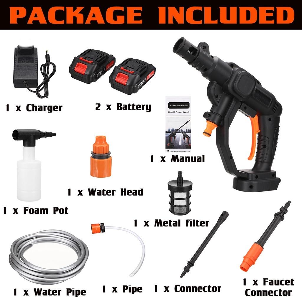 Cordless 1000W 24V Car Washer Cleaner Portable Handheld Car Wash Water Gun High Pressure Washer Foam Generator for