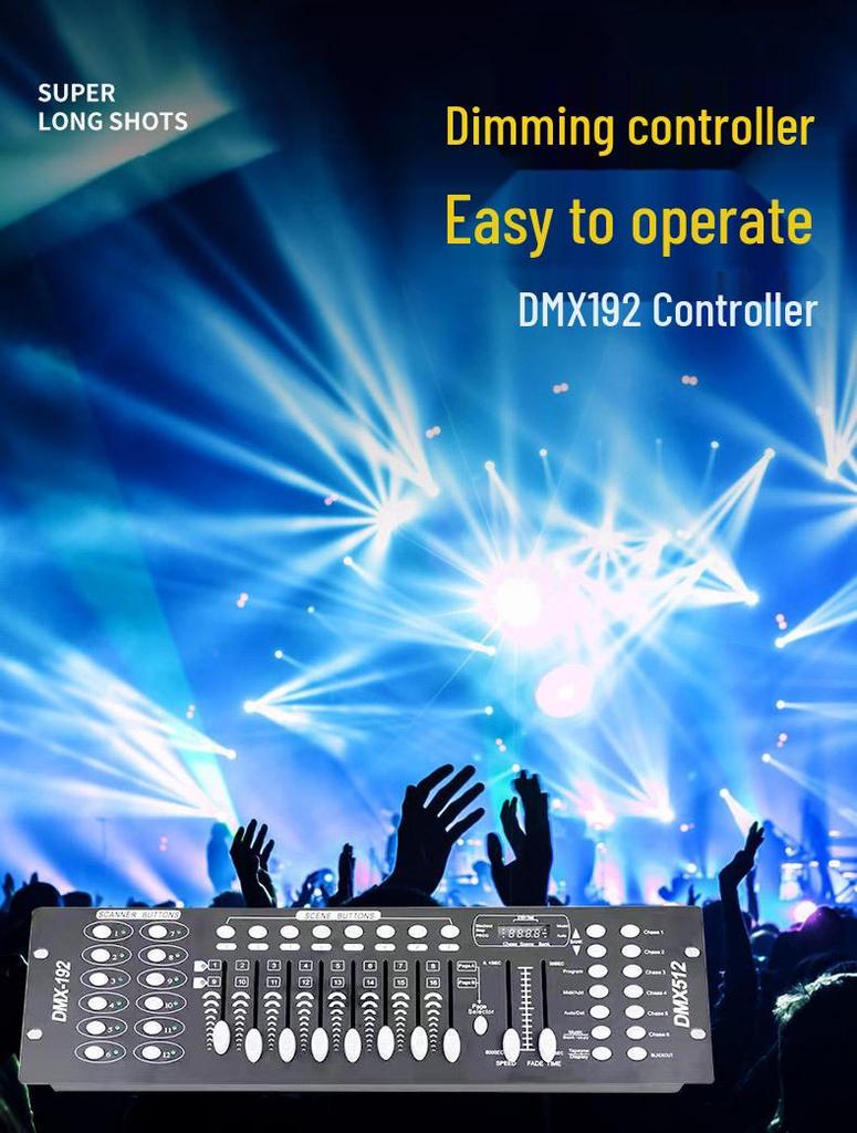DMX192 Stage Lighting Console for 512 Par and Moving Head Lights with Dimmer Control