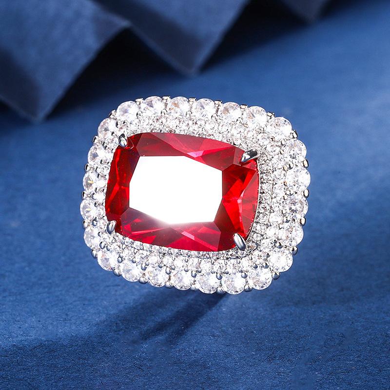 Jewelry Copper Bottom Gold-Plated Simulation Color Treasure Corundum Fat Rectangular Retro Suit Female 13 * 18