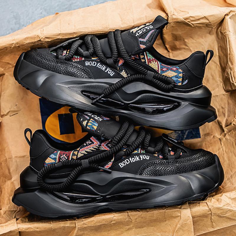 

New Classic Men s Casual Sneakers Versatile Thick soled Height Increasing Sports Running Shoes Zapatillas Deportivas 44 чёрный