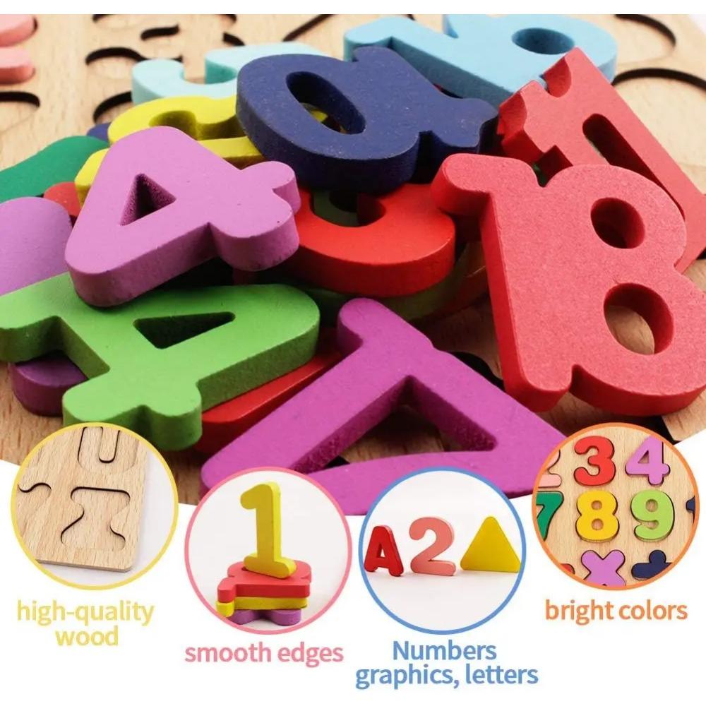 Holzpuzzles Spielzeug für Kinder 3 Jahre Alphabet Zahlen Kinder Montessori Pädagogisches Lernspielzeug abc Buchstaben Vorschulgeschenk