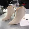 Große Stiefeletten für Damen 2025 Herbst/Winter Neue Modische High Heel Damenschuhe, Dünner Absatz Spitze Damenstiefel