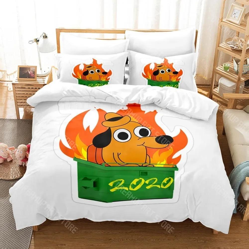 

3D Print This Is Fine Bedding Set Single Twin Full Queen King Size Bed Set Aldult Kid Bedroom Duvetcover Sets 3D Anime Bed Sheet EU Single 90x200cm