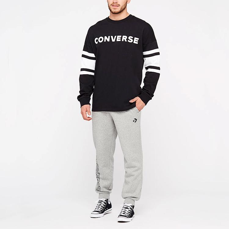 Converse T Shirts Men's Black Crew Neck Moderate Straight Fit 10007099-A05