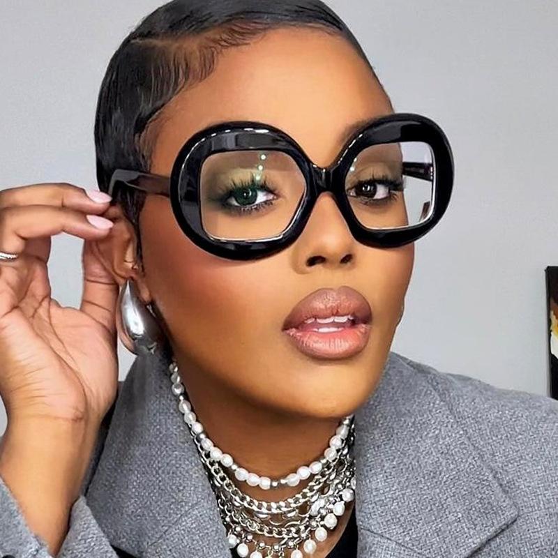 1pc Women's Round Red Green Flat Mirror Cute and Beautiful Winter Accessories Christmas Gift School Street Party Glasses