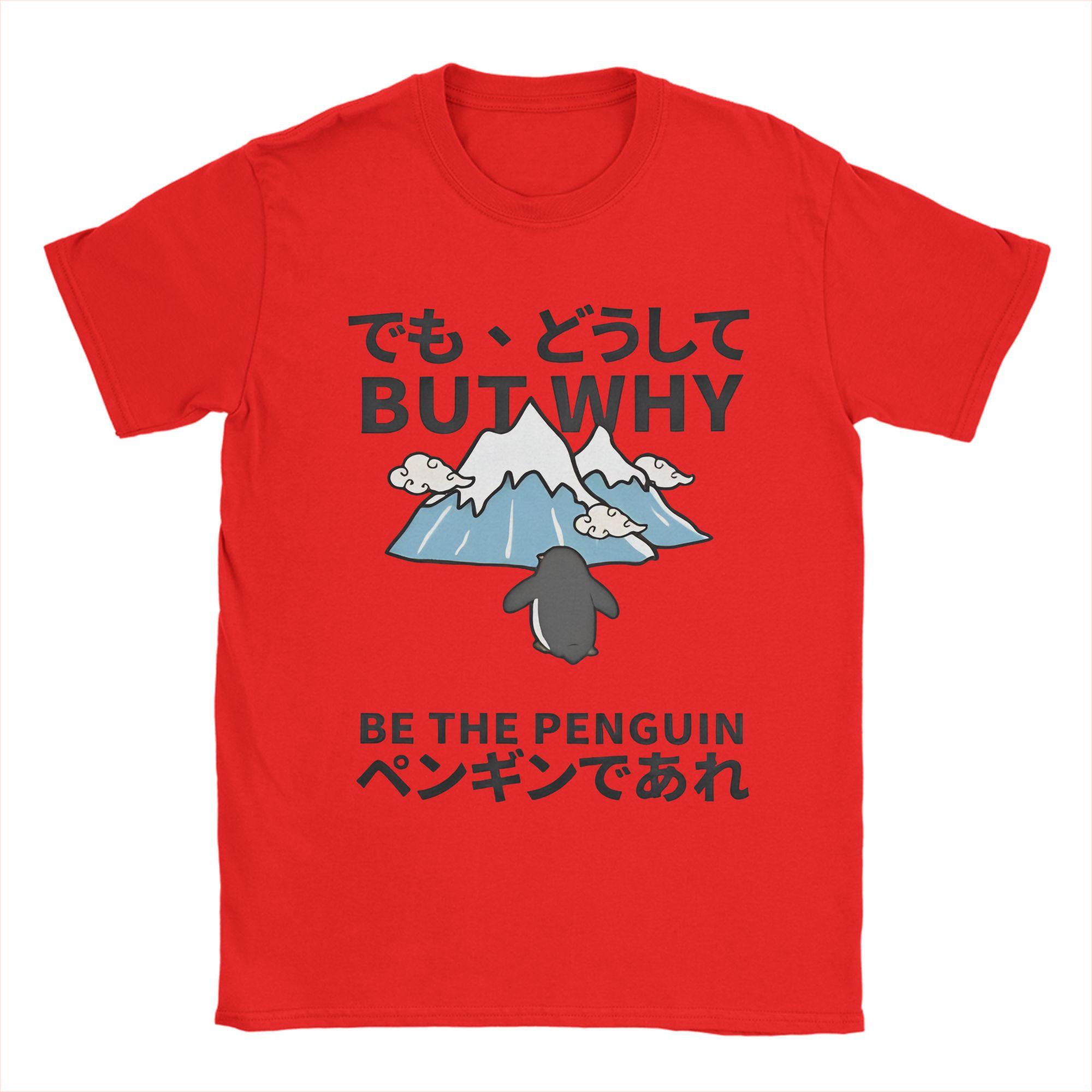

But Why Nihilist Penguin Japanese Art Unisexs T Shirt Vintage Tees Short Sleeve Round Neck TShirts Pure Cotton Summer Tops S