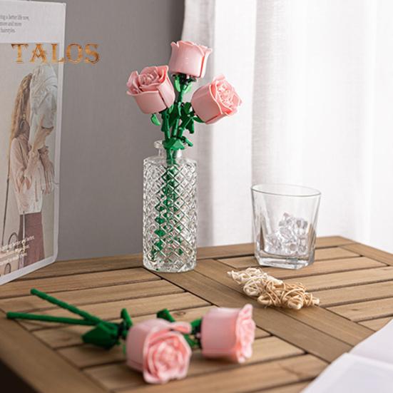 1 set Byggkloss Rosgren Gör-det-själv handgjorda färgglada blomblock Monteringsleksak Plast Blomväxter Dekoration Barn Vuxna Flickor Present