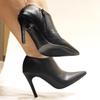 10CM Thin High Heels Women Ankle Boots Pointed Toe Shoes Side Zipper Plus Size 36-46