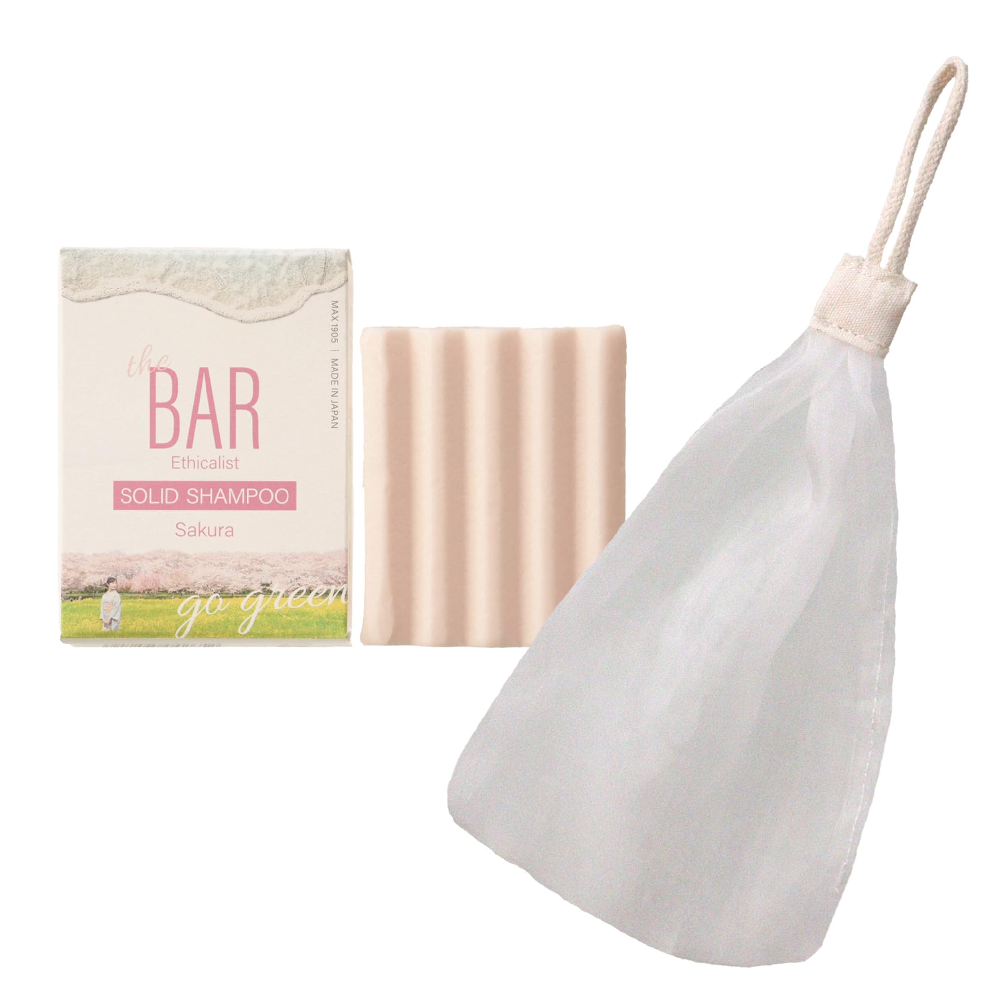

TheBAR Solid Made in Functional Highly Sakura Includes Foaming Net Shampoo, Japan, Hypoallergenic, Foaming, Ingredients, Concentrated, Organic, Scent,