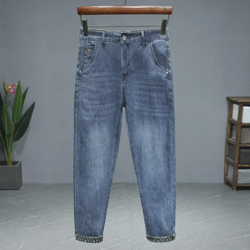 Spring-Summer Men's Slim Fit Printed Jeans – Douyin Trend Casual Straight Pants (Style 2268)