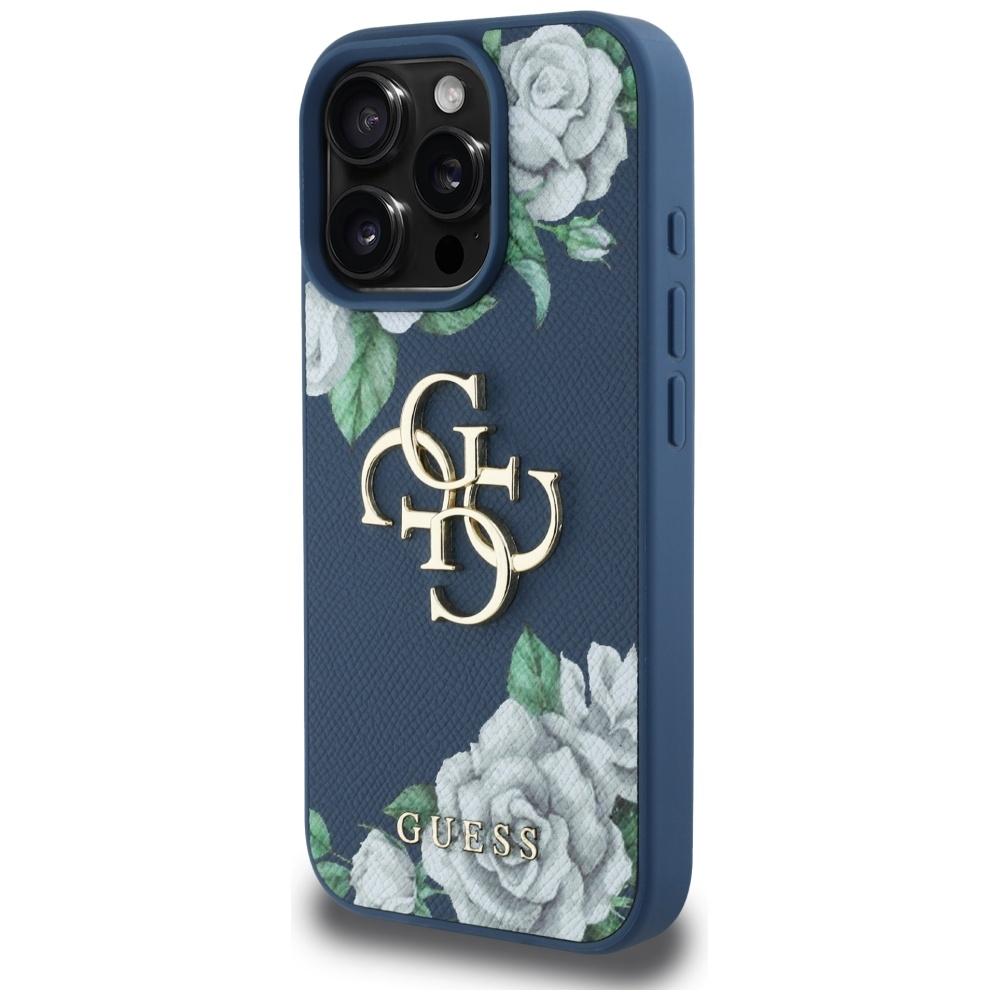 Etui Guess Grained Roses Big 4G Logo Do  Iphone 16 Pro Max Niebieski