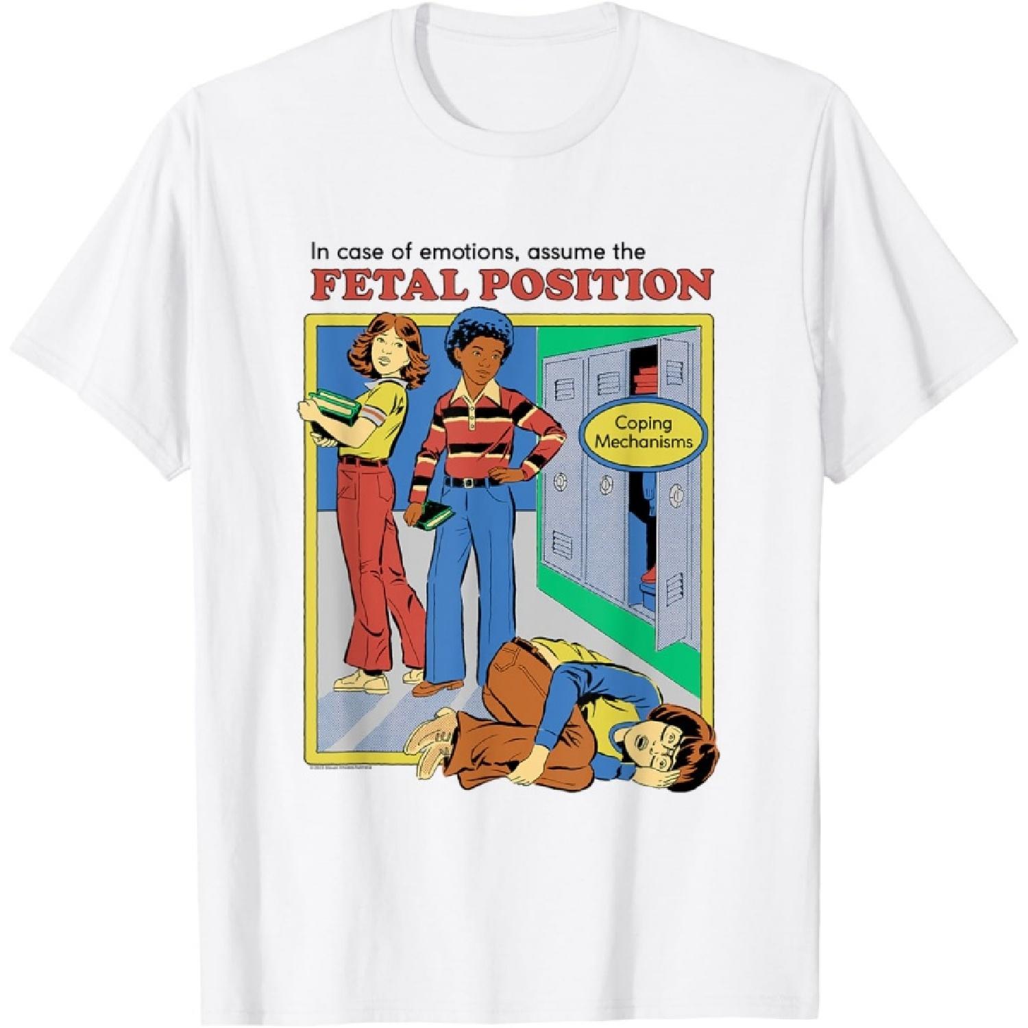 Assume the Fetal Position Retro Dark Humor T-Shirt S
