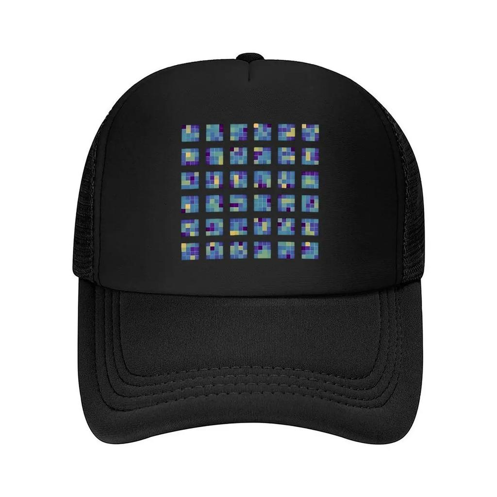 Color Grid Abstract Art Design Mesh Baseball Cap