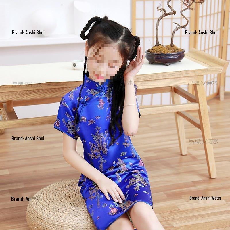 Children's Summer Retro Qipao - Elegant Chinese Princess Dress for Little Girls