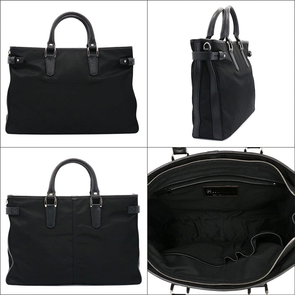 STEFANOMANO Limonta Nylon and Genuine Luxury Large Made in Italian Leather Business Commuter Shoulder Office 2-Way Briefcase, Leather, Men's Capacity,