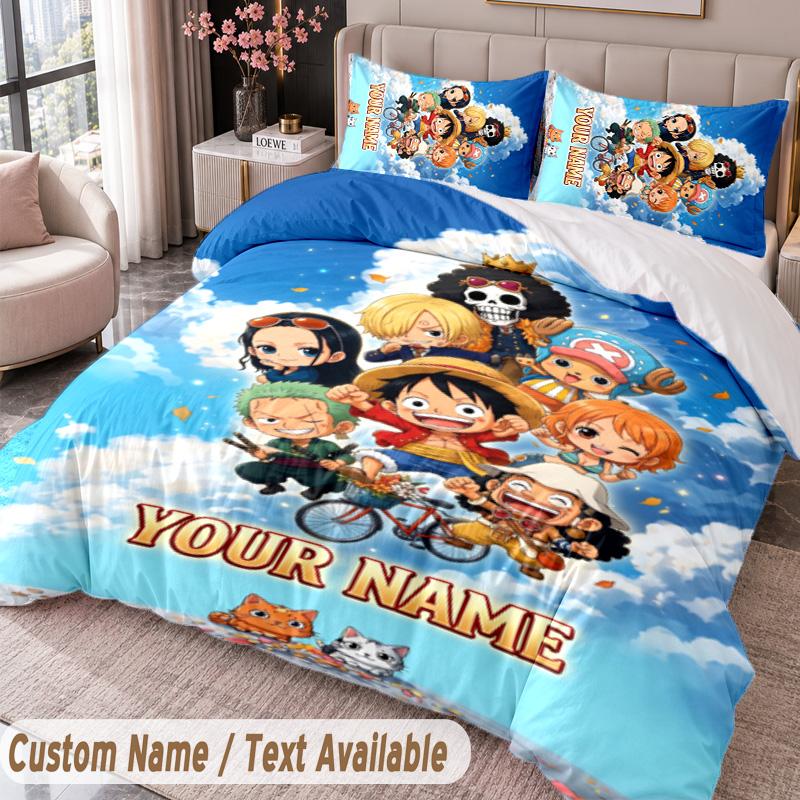 Custom Name Text 3Pcs Bedding Set One Piece Duvet Cover And Two Pillowcases