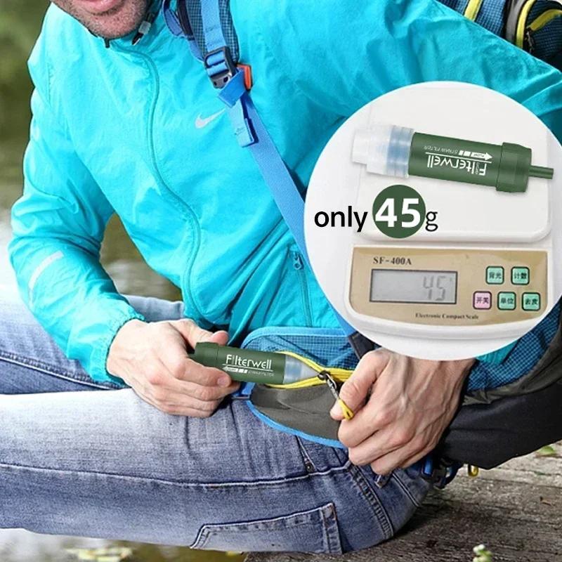 Outdoor Mini Portable Water Purification Filter Straw TUP Carbon Fiber Emergency Water Purifier Camping Survival Supplies