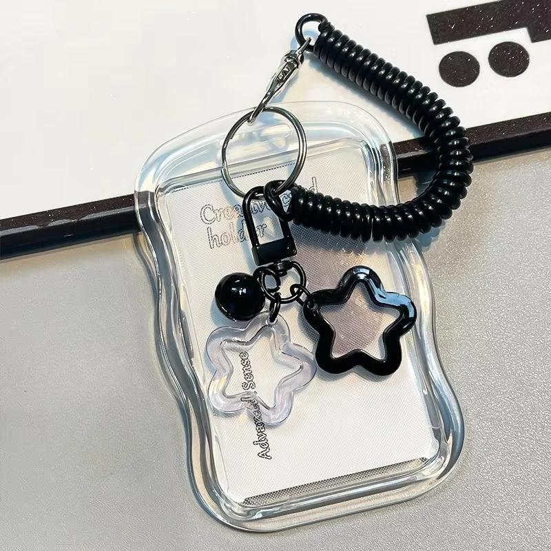 

Чехол для карты автобуса, студенческой карты, защитный чехол для фото, креативный дизайн, держатель для фотокарт Kpop, прозрачный держатель для карт, брелок, фото-рукава чёрный