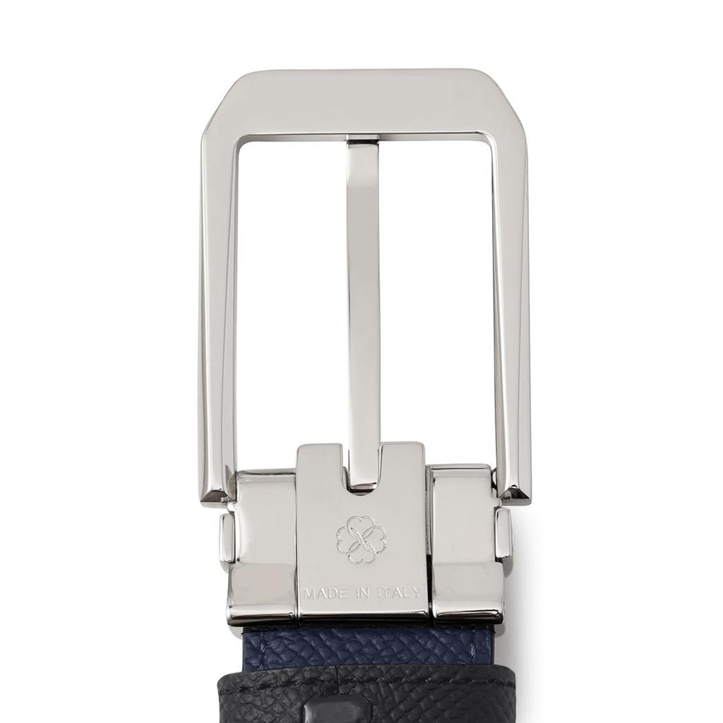 BONAVENTURA Square Cut Buckle Belt x Navy Leather x Noblesse Italian Genuine Men's (30mm) [Black (Nobile (Noblesse Leather) Leather)] Leather,