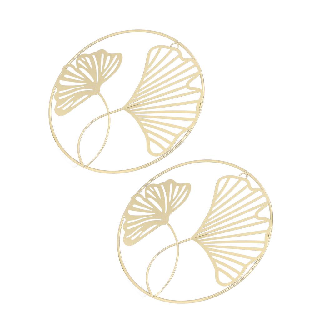 2 Stück Gold Wanddeko Eisenkunst 3D Stereo Ginkgoblätter Wandskulptur für Sofa-Hintergrund Eingang