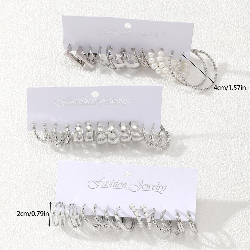 Punk Dicke Metall C-förmige Ohrringe Hip Hop Twist Muster Runde Imitations-Zirkon Creolen Damen Trendige Spicy Girl Zirkon