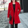 Dames Winterjas Koreaanse Stijl Herfst Grote Maten Warm Dubbele Knopen Dikke Kraag Lange Mouwen Effen Kleur Damesjas