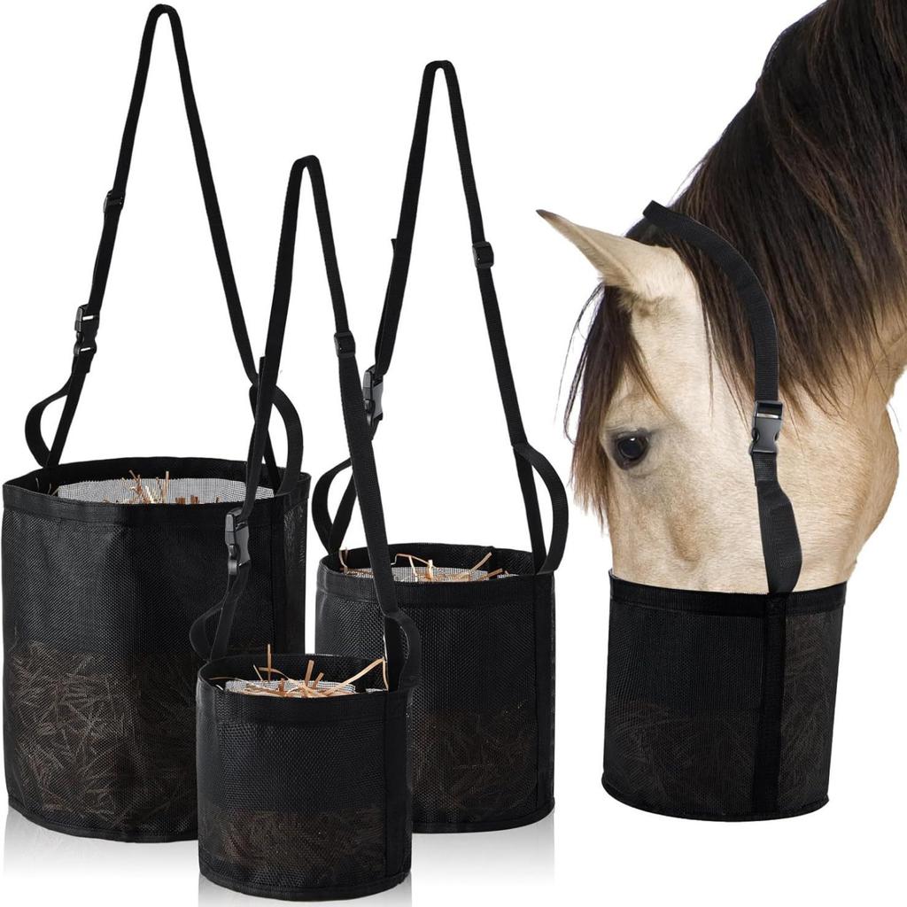 Horse Hay Feeding Bags Hanging Neck Adjustable Outdoor Hay Bags