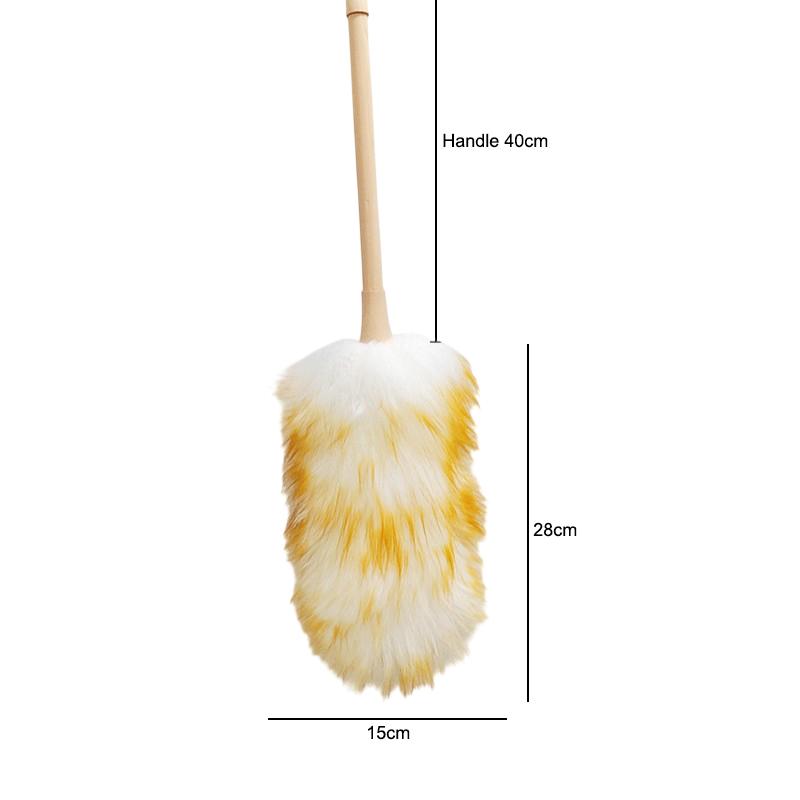 Scalable Wool Dust Collector Wood Handle Soft Wool Brush Anti Static Lightweight Washable For Home Car Cleaning Gentle Multi Sur