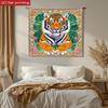 Vibrant Boho Tiger Tapestry, Floral Jungle Print Wall Art, Eclectic Living Room & Bedroom Decor Suitable Offices Bars Party