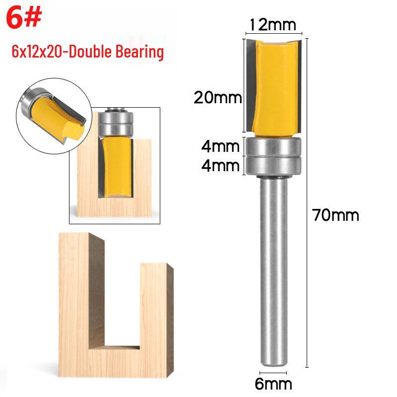 6-Pattern Guide Trim Router Bit with Bearing for Woodworking