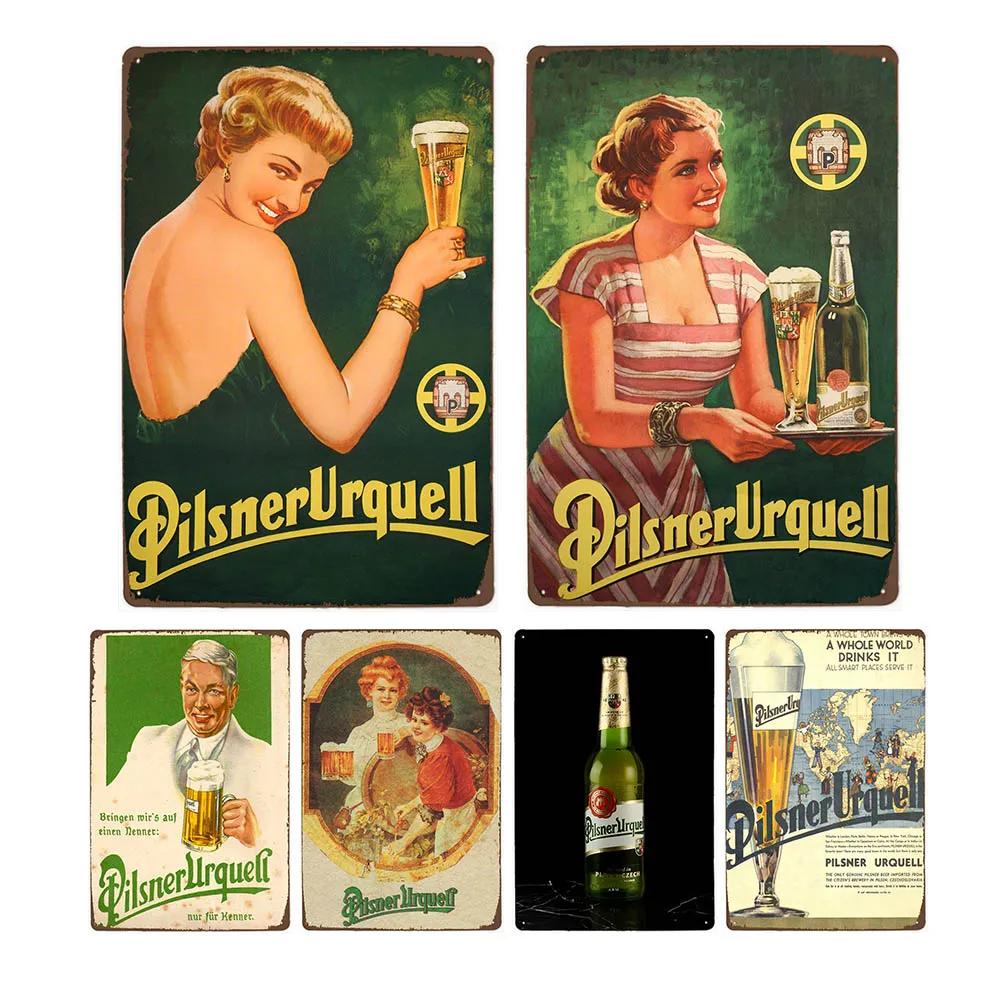 Pilsner Urquell Metal Wall Art Poster Belgium Beer Sign Vintage Bar Man Cave Club Tin Painting Decor Plaque Decoration 20x30cm