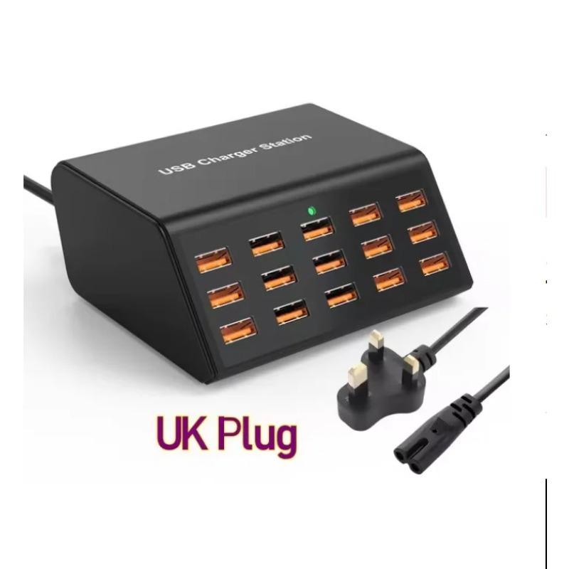 100W Desktop Universal USB-Ladegerät 15 Ports USB Schnellladestation Für Ipad Iphone16 15 14 13 Pro Für Samsung EU-Stecker