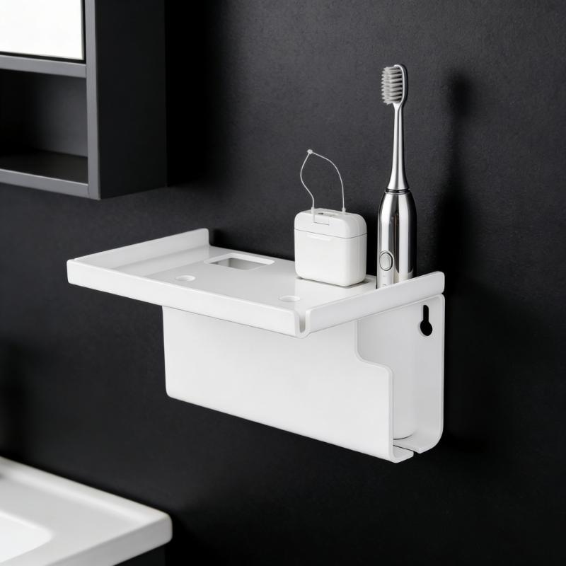 Wall Mounted Electric Toothbrush Holder Strong Adhesive Backing Toothbrush Stand Easy Installation Bathroom Accessory