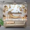 2D Ramadan Crescent Moon & Lantern Backdrop for Home Decor