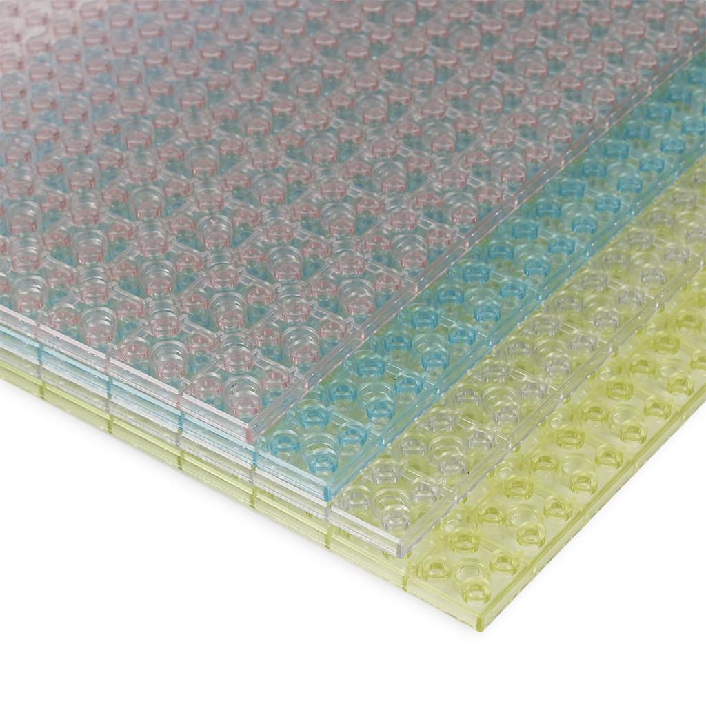 INIBUD Klare Grundplatten-Bauplatte, Klassisch Kompatibel, Doppelseitig, 16x32 Noppen, Transparent, 4 Farben