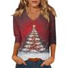 Women's Casual Fashionable Sexy Comfortable V-Neck Christmas Three-Quarter Sleeve Top