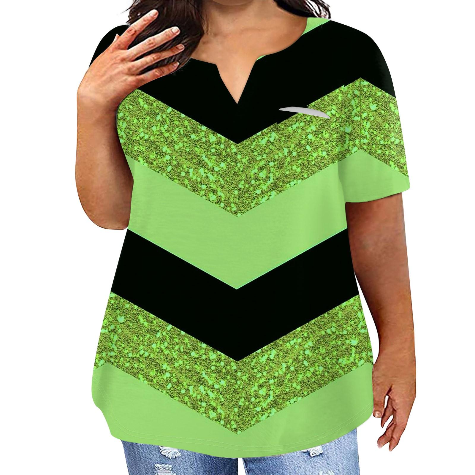 

Модная женская повседневная футболка больших размеров с коротким рукавом и круглым вырезом с цветочным принтом и карманами L зелёный